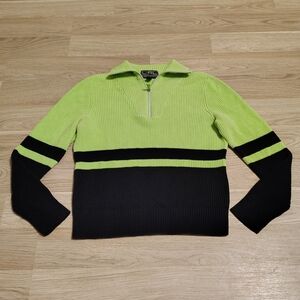 Green and Black Ribbed Sweater